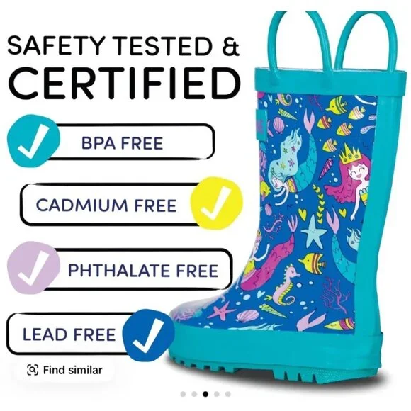 Lone Cone Mermaids Kids Rain Boots Size 4 - Picture 10 of 14